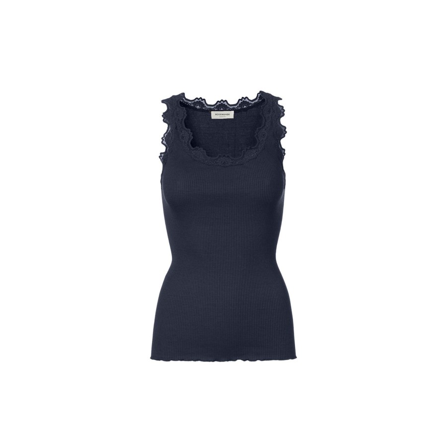 Dame Rosemunde Toppe & T-Shirts | Silketop Med Blonder, Navy