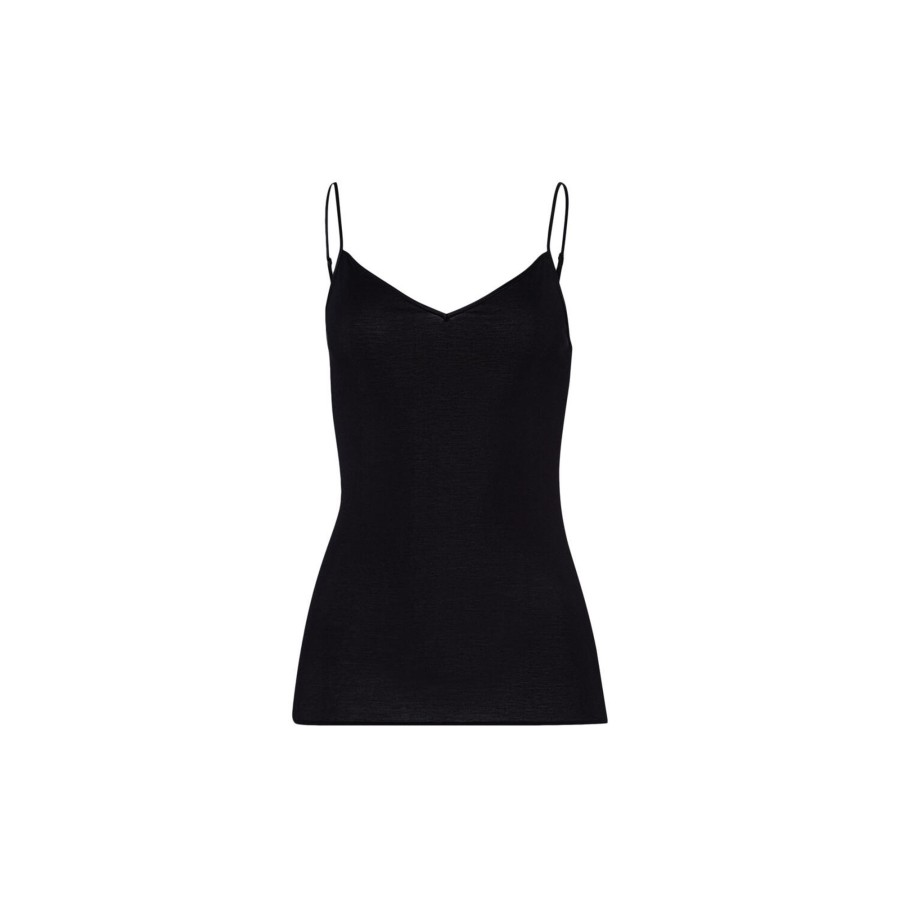 Dame HANRO Toppe & T-Shirts | Cotton Seamless Spaghetti Top, Black