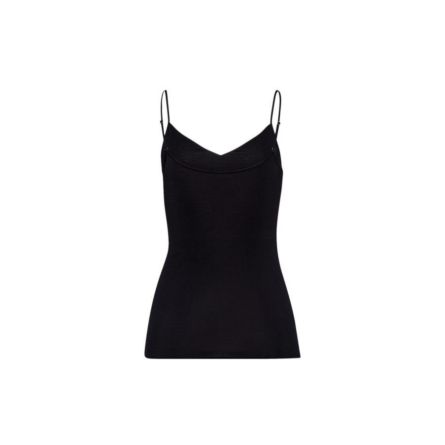 Dame HANRO Toppe & T-Shirts | Cotton Seamless Spaghetti Top, Black