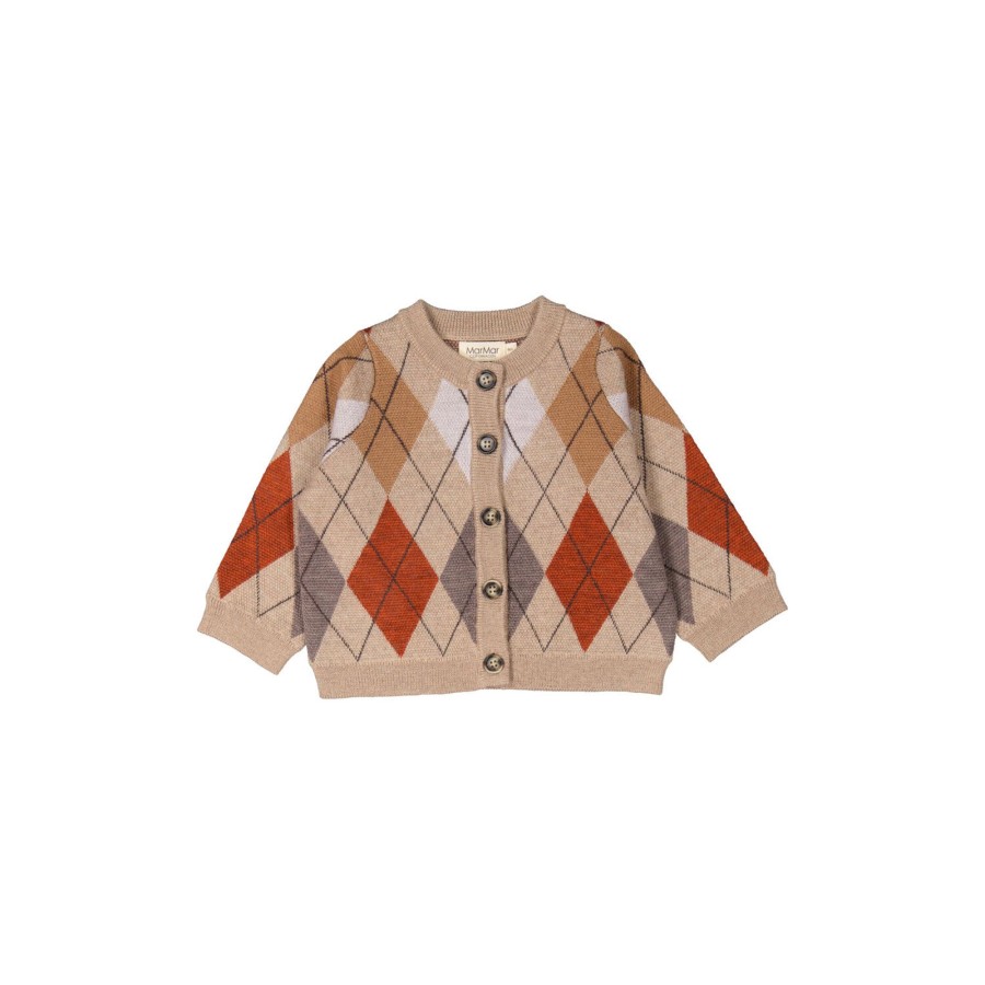 Born MarMar Copenhagen Strik & Cardigans | Tepe Cardigan, Dark Beige Argyle