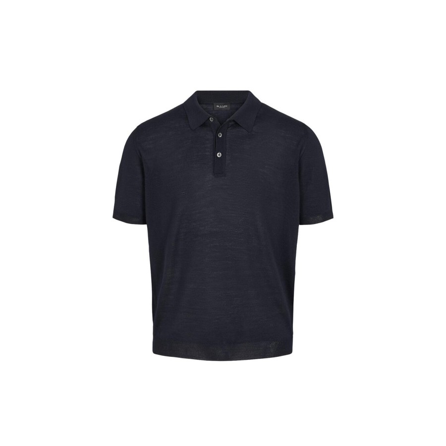 Herre SAND Copenhagen Strik & Bluser | Merino Light Pre Rico Polo, Dark Navy Blue