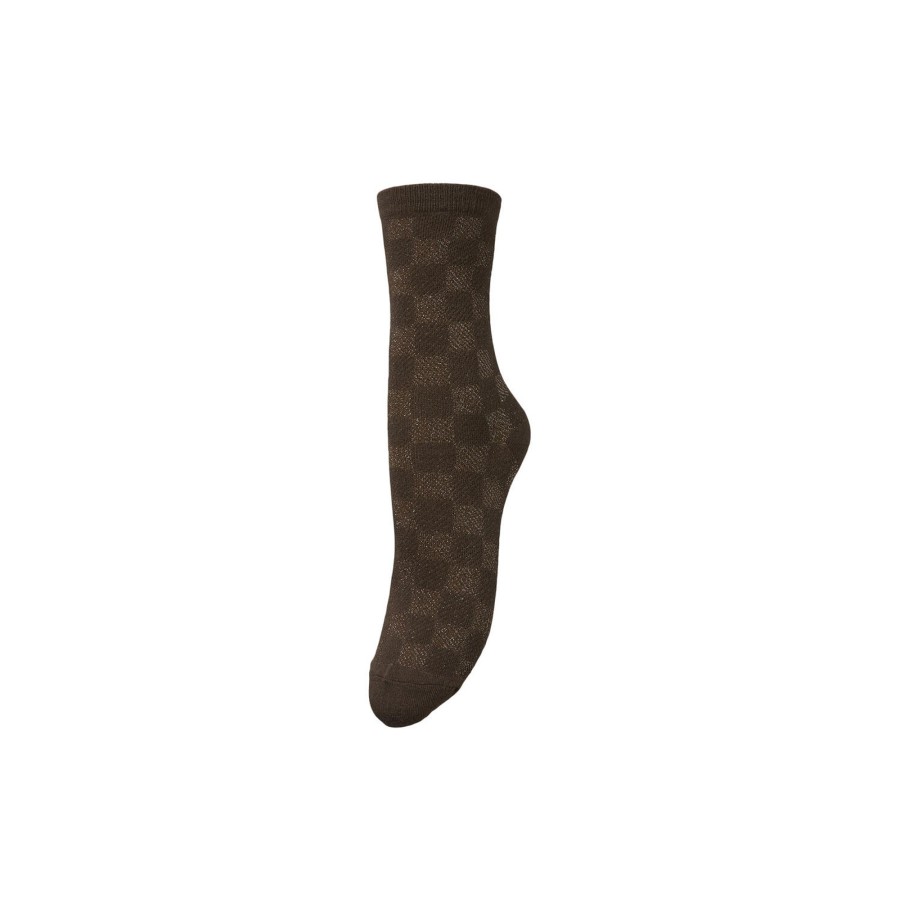 Dame Becksöndergaard Stromper | Quinis Glitter Socks, Deep Taupe Brown