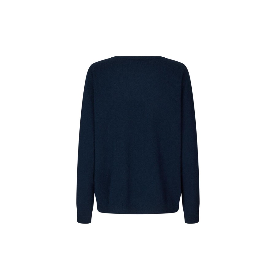 Dame Rosemunde Strik | Kashmir Med Rund Hals, Midnight Navy