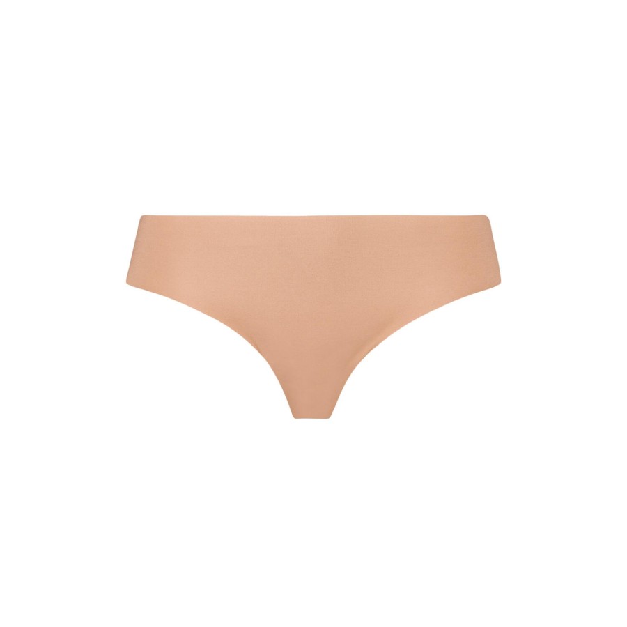 Dame HANRO Lingeri & Badetoj | Invisible Cotton Midi Briefs, Beige