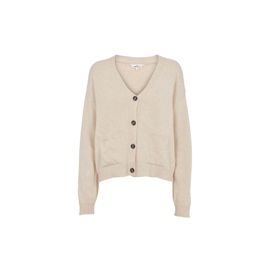 Dame Basic Apparel Strik | Lise Pocket Cardigan, Natural Melange