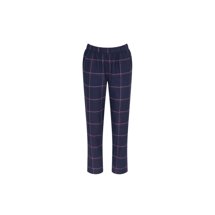 Dame Triumph Nattoj & Loungewear | Mix & Match Tapered Trouser Flannel 01 X, Blue - Light Combination