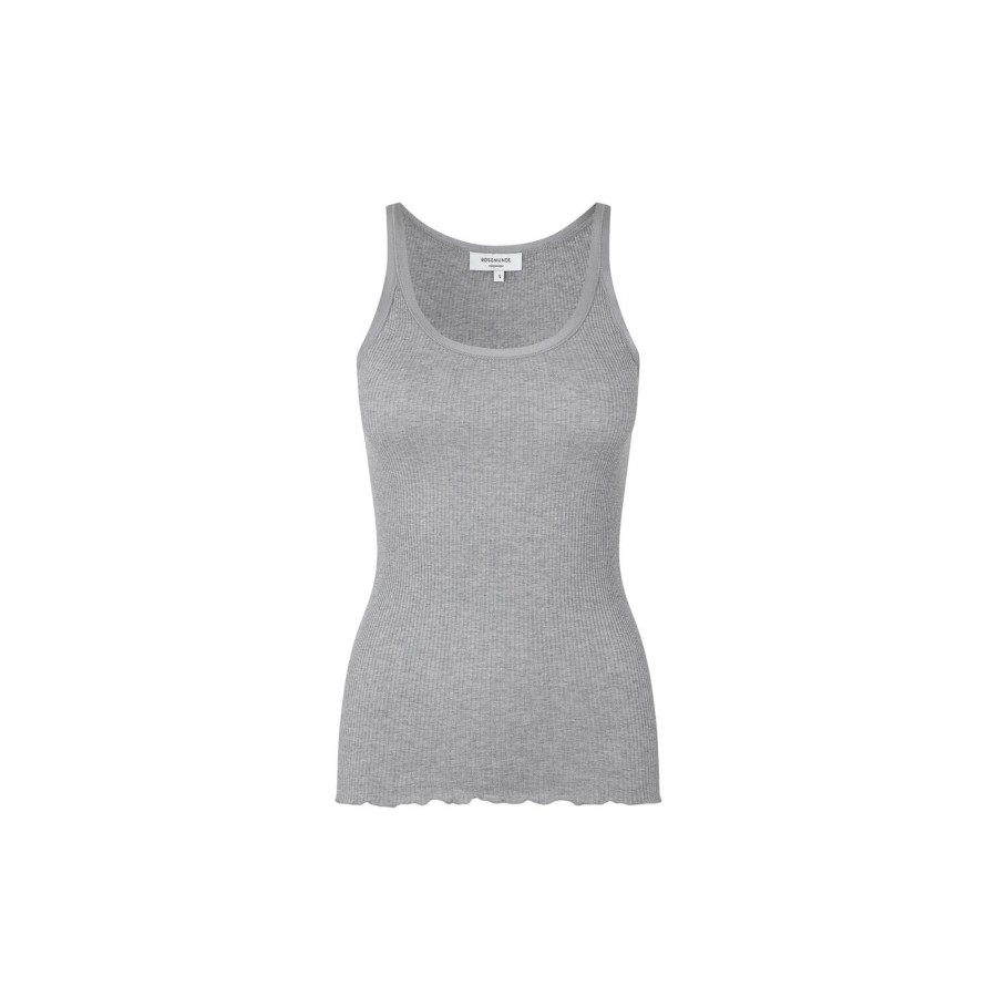 Dame Rosemunde Toppe & T-Shirts | Silketop Med Elastikband, Light Grey Melange