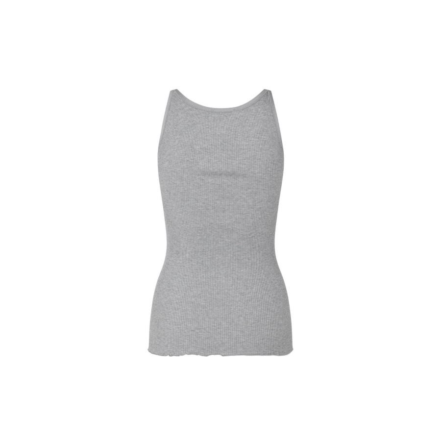 Dame Rosemunde Toppe & T-Shirts | Silketop Med Elastikband, Light Grey Melange