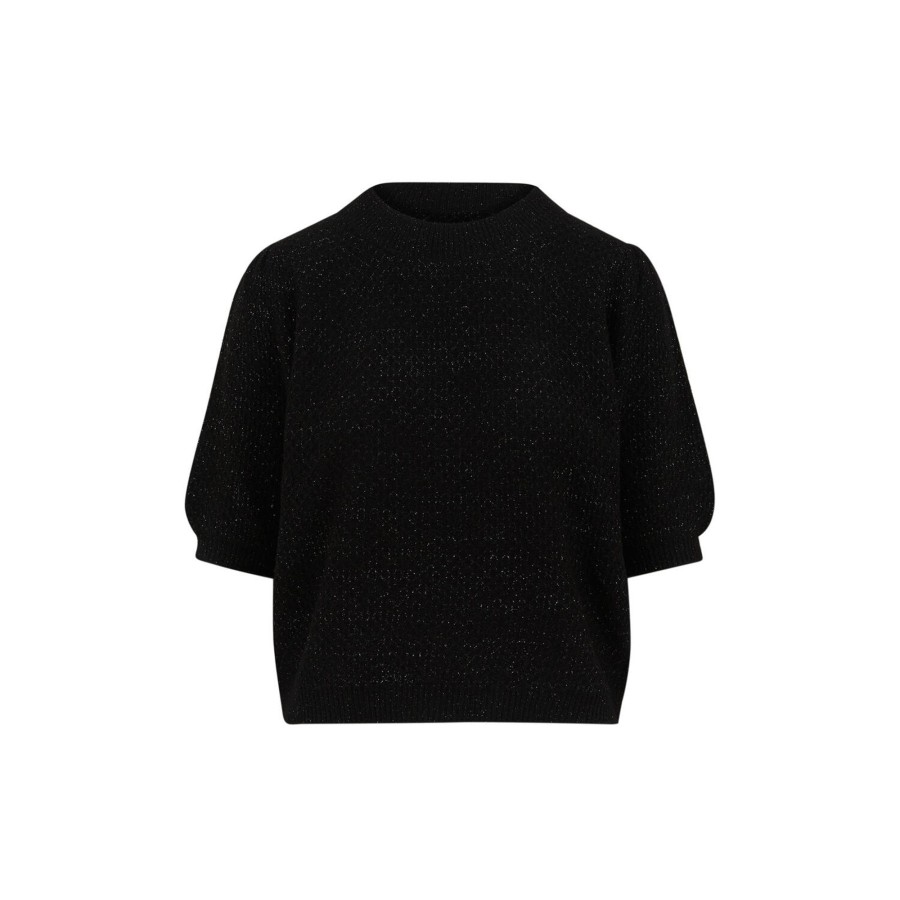 Dame Coster Copenhagen Strik | Cc Heart Elsa Lurex Alpaca Top, Black