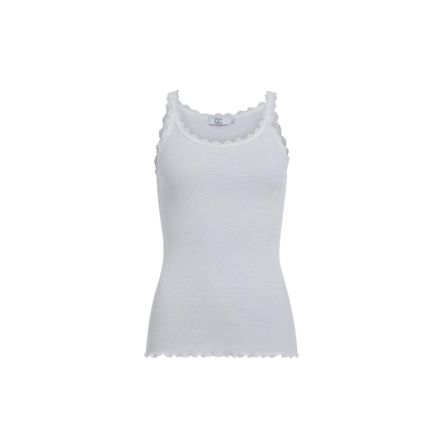 Dame Coster Copenhagen Toppe & T-Shirts | Cc Heart Silk Lace Strap Top, White