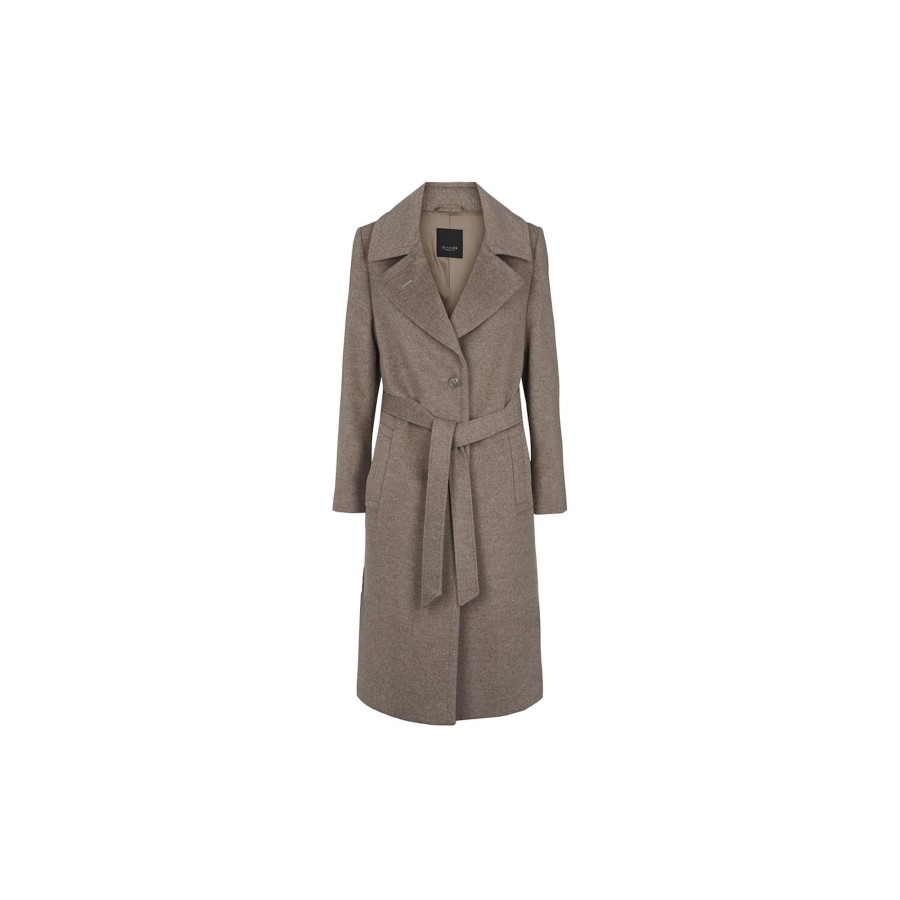 Dame SAND Copenhagen Overtoj | Cashmere Coat W Clareta Belt Midi, Mink Beige