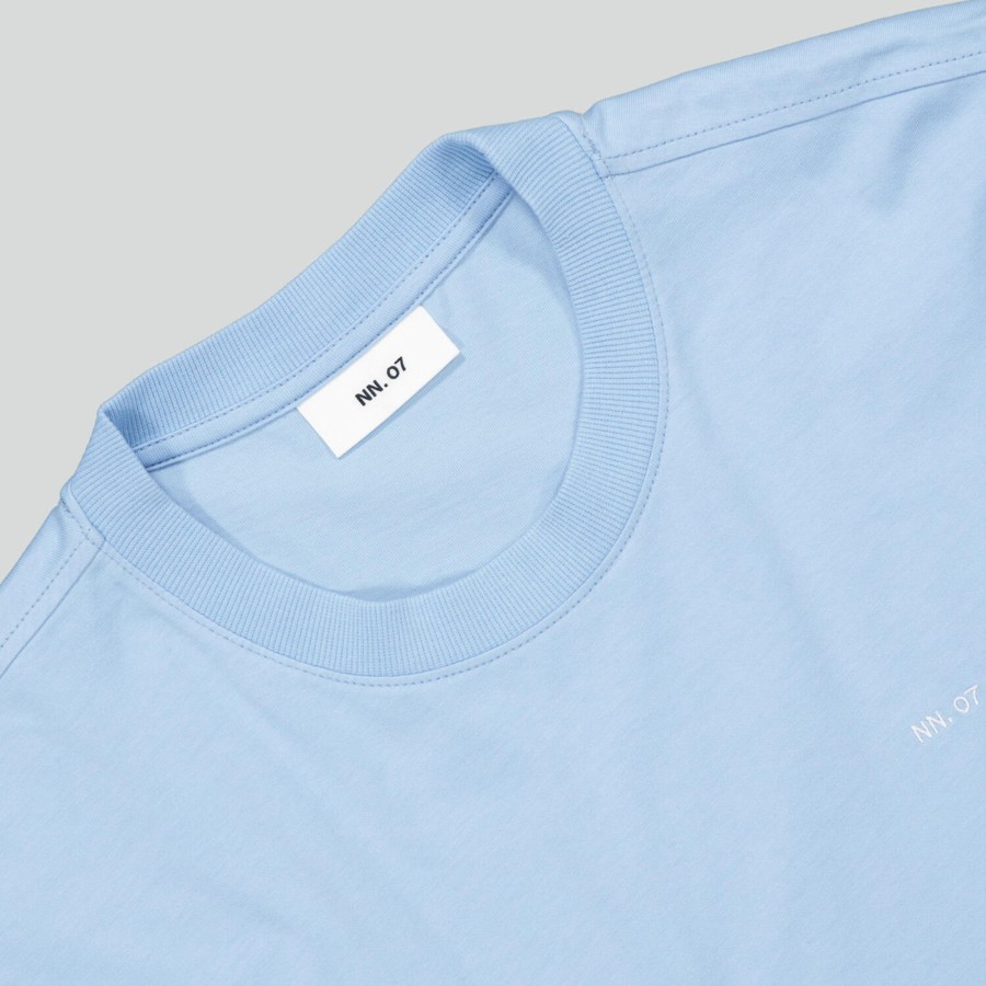 Herre NN07 T-Shirts | Adam Ls Emb Tee 3209, Powder Blue