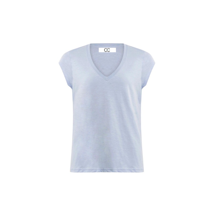 Dame Coster Copenhagen Toppe & T-Shirts | Cc Heart Basic V-Neck T-Shirt, Powder Blue