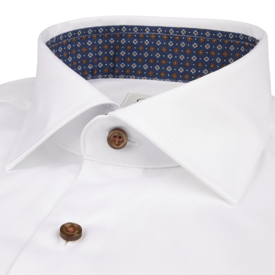 Herre Stenströms Skjorter | Fitted/75 Rm Cuff Contrast, White