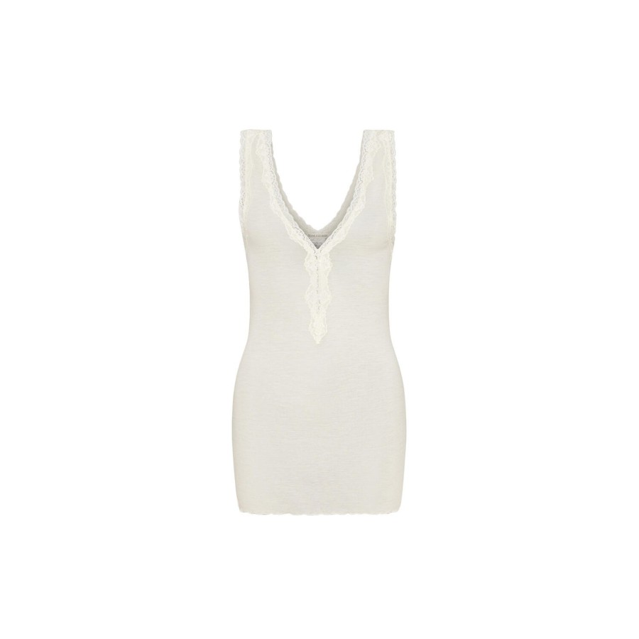 Dame Seamless Basic Toppe & T-Shirts | Woollen Lacey Top, Off-White