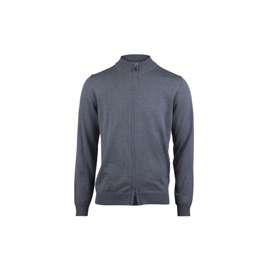 Herre Stenströms Strik & Bluser | Zip Cardigan Merino Wool, Grey