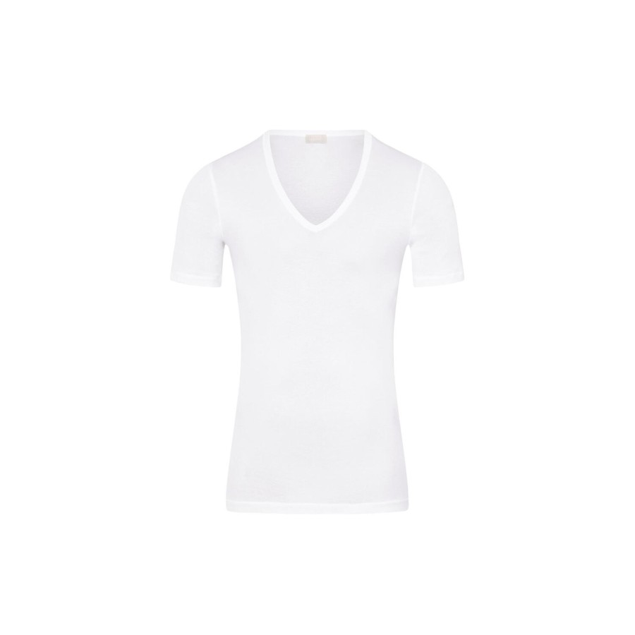 Herre HANRO Undertoj | Cotton Pure Ss Shirt V-Neck, White