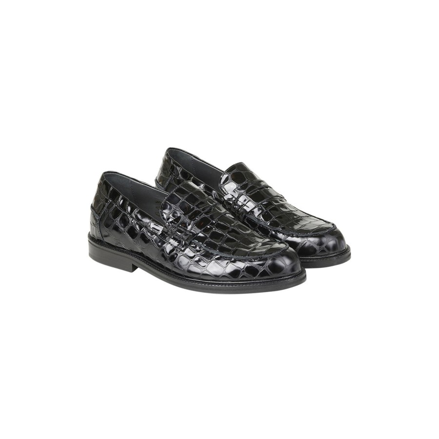 Dame ANGULUS Flade Sko & Sneakers | Loafer, Black Croco