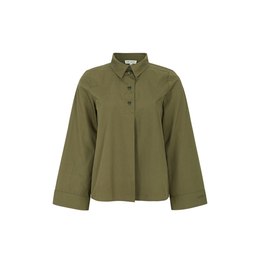 Dame esmé studios Skjorter & Bluser | Esanine Ls Polo Shirt, Dark Olive