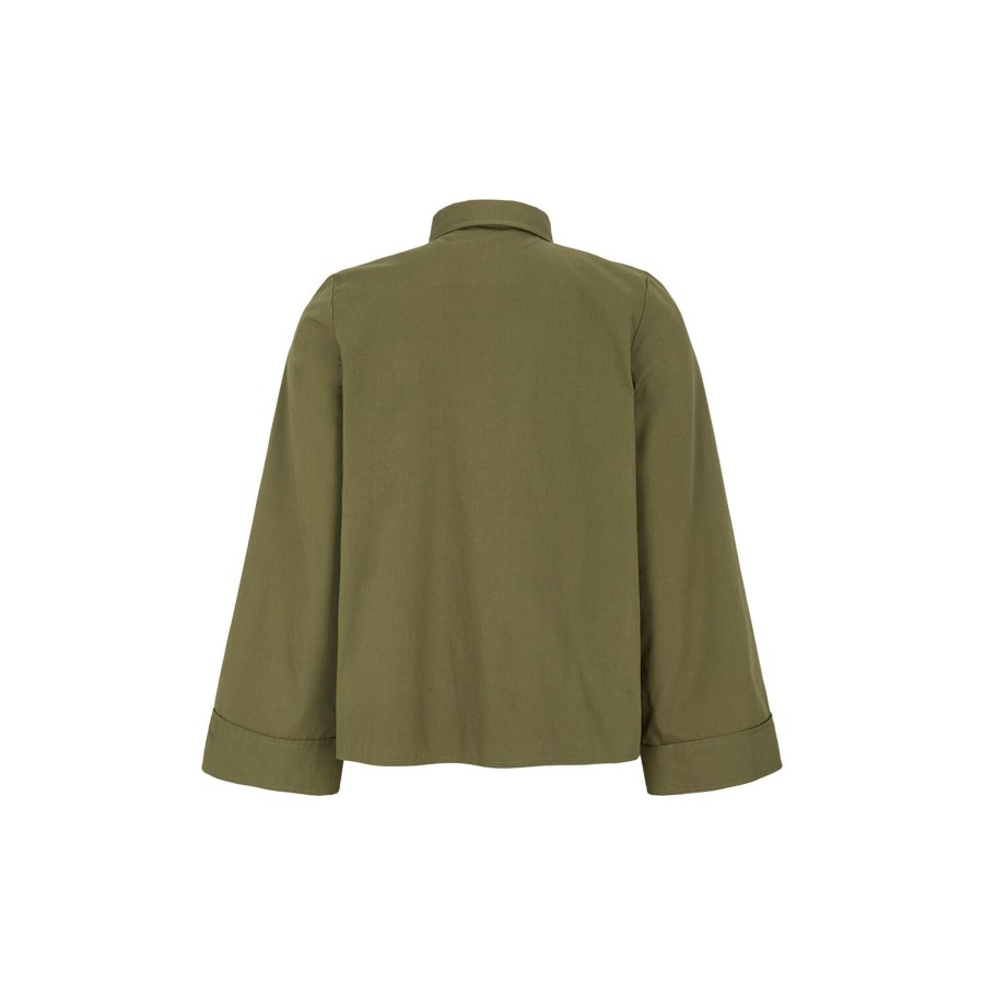 Dame esmé studios Skjorter & Bluser | Esanine Ls Polo Shirt, Dark Olive