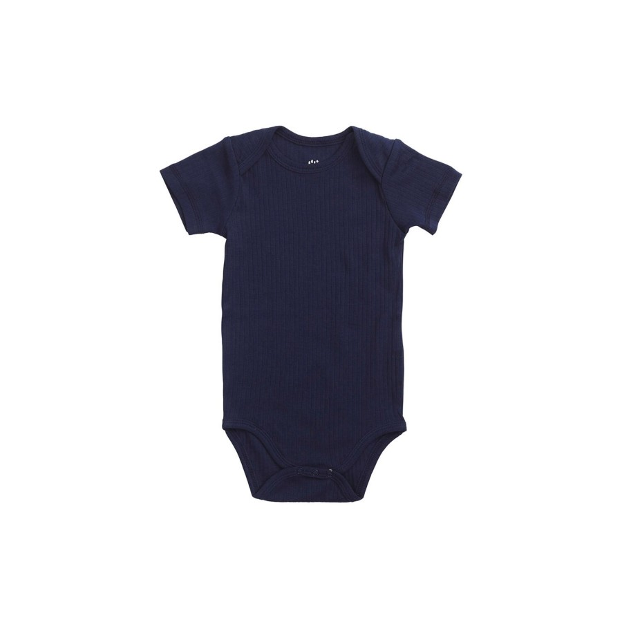 Born Copenhagen Colors Organics Bodyer | Rib Jersey Short Sleeve Body, Navy