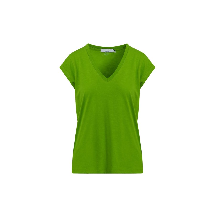 Dame Coster Copenhagen Toppe & T-Shirts | Cc Heart Basic V-Neck T-Shirt, Flash Green