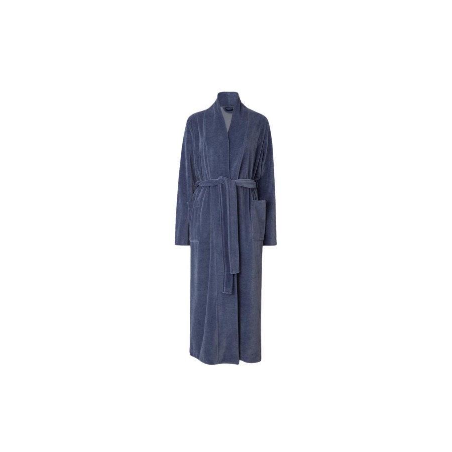 Dame Lexington Nattoj & Loungewear | Aubrey Cotton Velour Robe, Blue