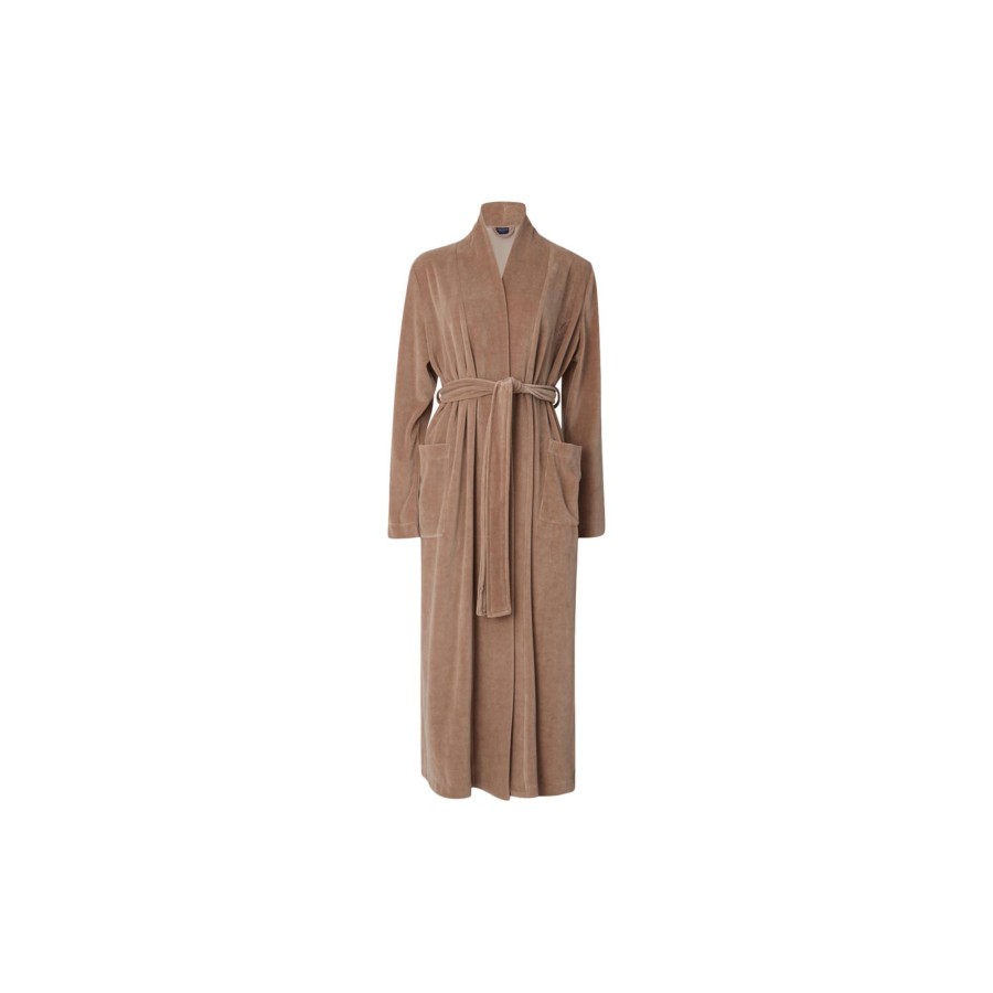 Dame Lexington Nattoj & Loungewear | Aubrey Cotton Velour Robe, Mid Brown