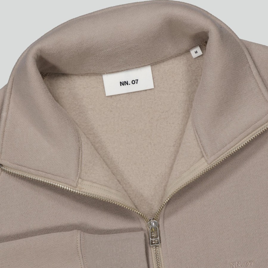 Herre NN07 Sweatshirts & Sweatpants | Carlo Full Zip 3503, Khaki Stone