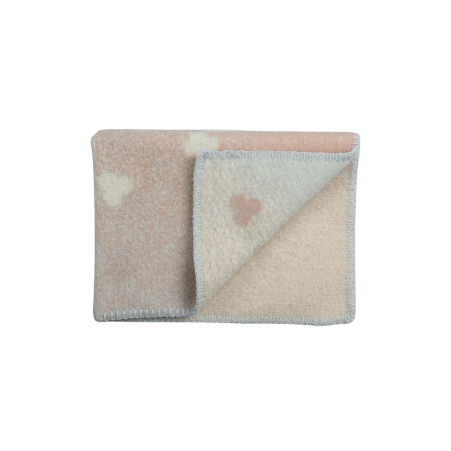 Born Røros Tweed Soveudstyr | Melvin Baby Size Throw, Light Pink/Light Blue