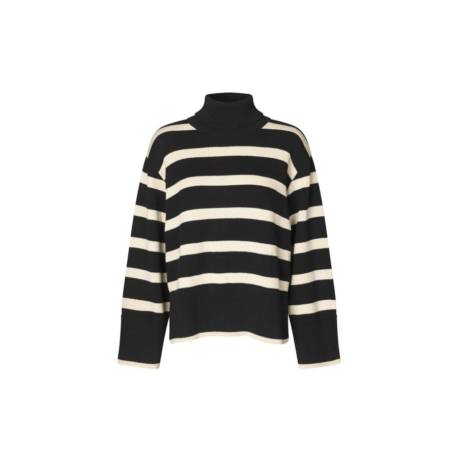 Dame Modström Strik | Corbinmd Stripe T-Neck, Summer Sand Black