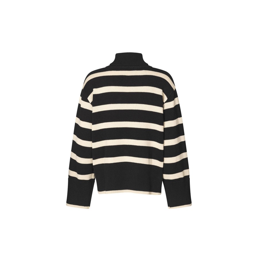 Dame Modström Strik | Corbinmd Stripe T-Neck, Summer Sand Black