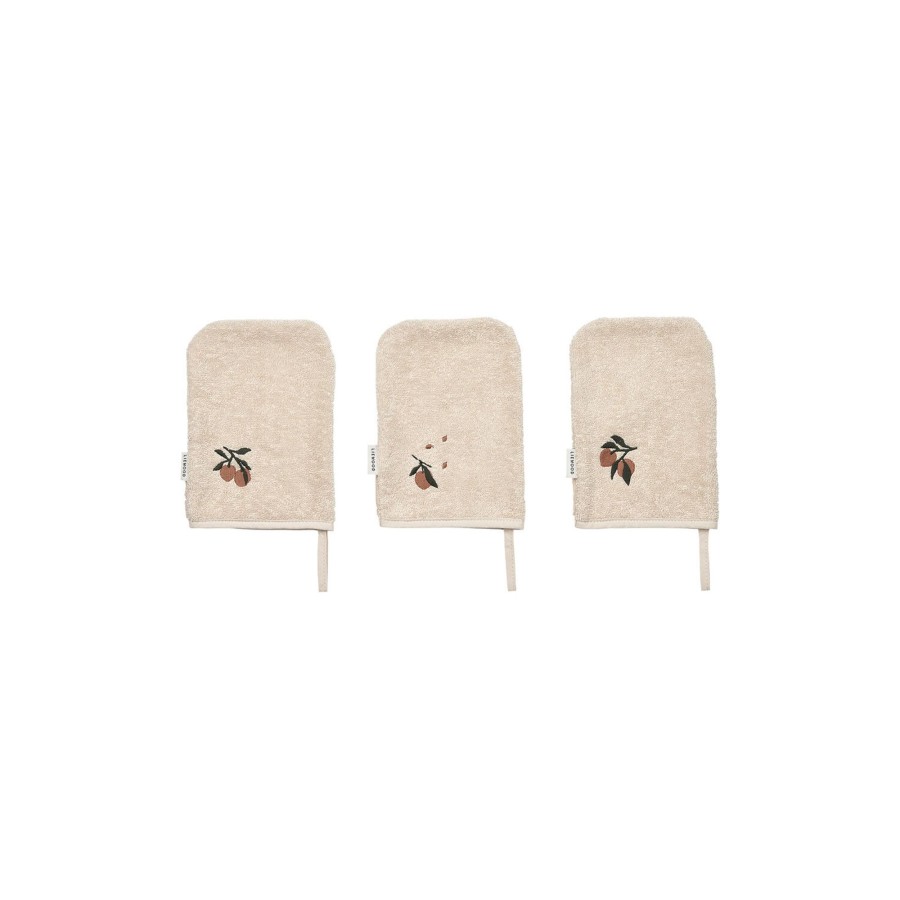 Born Liewood Pusle Og Pleje | 3-Pack Francisco Washcloth, 1232 Peach/Sea Shell