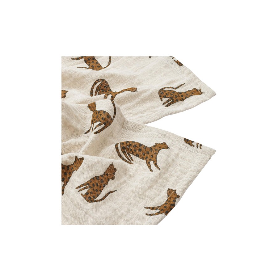 Born Liewood Pusle Og Pleje | 2-Pack Lewis Muslin Cloth, 1493 Leopard/Sandy