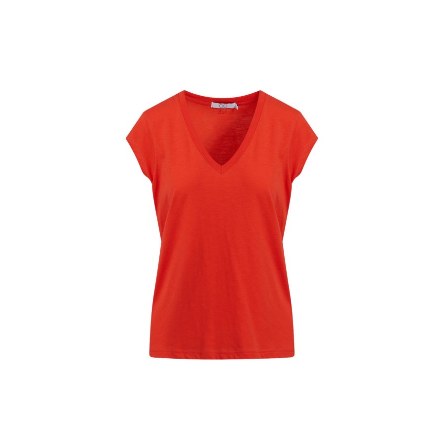 Dame Coster Copenhagen Toppe & T-Shirts | Cc Heart Basic V-Neck T-Shirt, Red Lips