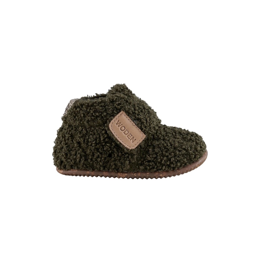 Born WODEN KIDS Hjemmesko | Kim Teddy, 295 Dark Olive