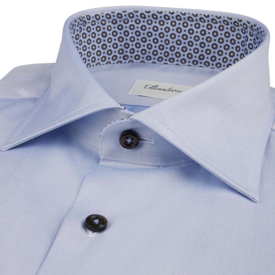 Herre Stenströms Skjorter | Fitted/75 Rm Cuff Contrast, Light Blue