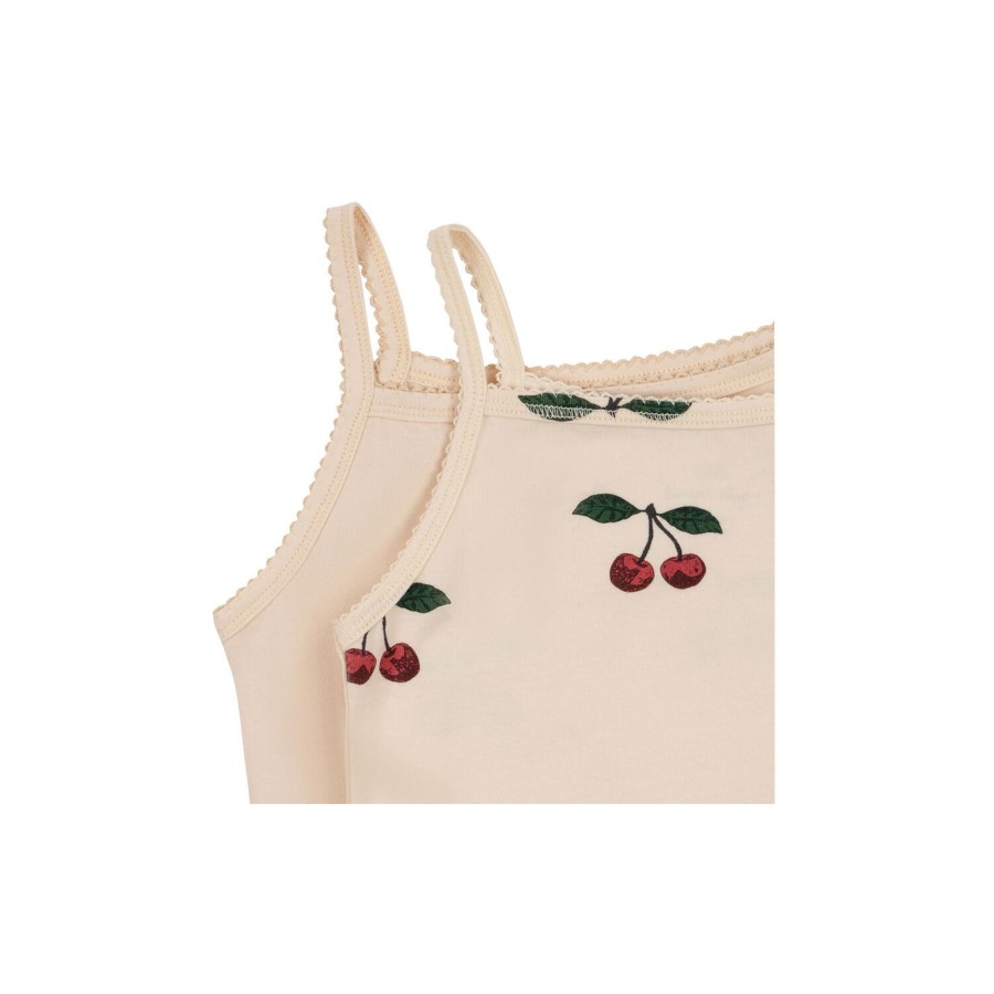 Born Konges Sløjd Nattoj & Undertoj | Basic 2 Pack Strap Top, Ma Grande Cerise/Nouvelle Peach