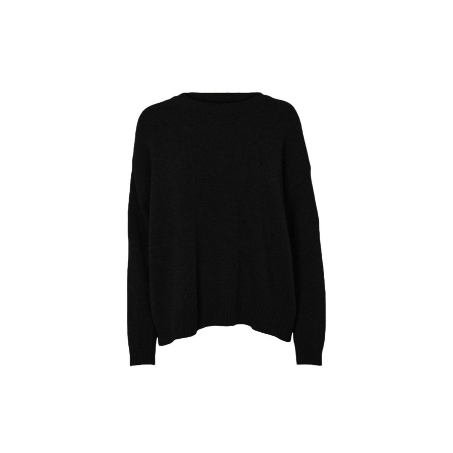 Dame Basic Apparel Strik | Lise O-Neck, Black