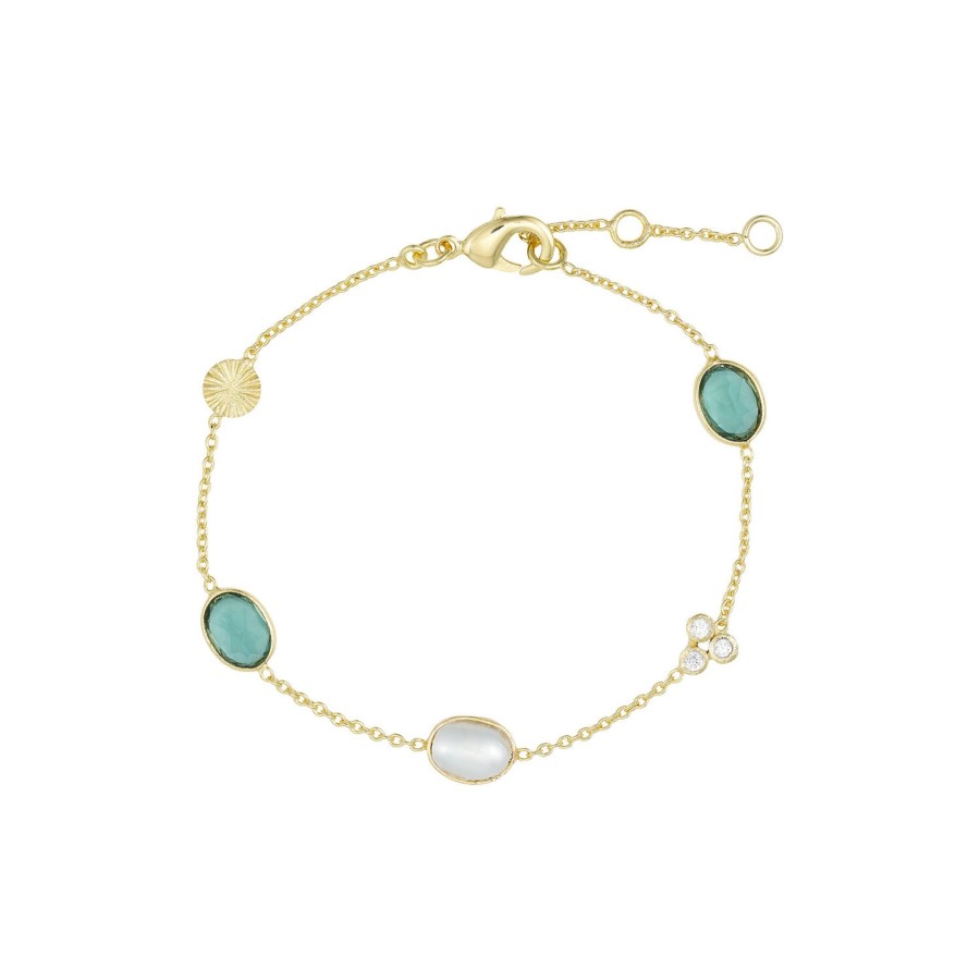 Dame Pure by Nat Armband | Armband Med Vedhaeng, Guld/Gron Hydro