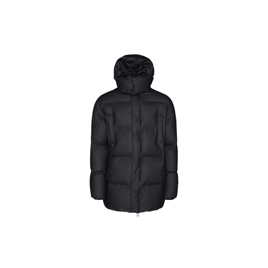 Dame Rains Overtoj | Hooded Puffer Coat, Black