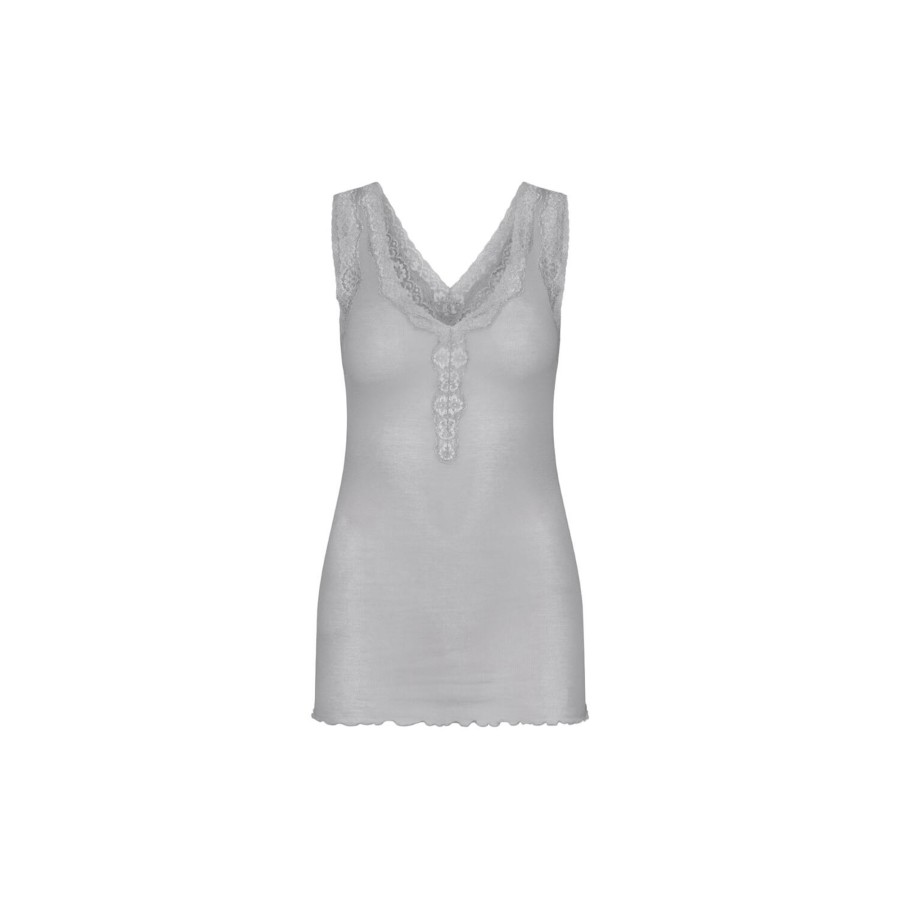 Dame Seamless Basic Toppe & T-Shirts | Cotton Lacey Top, Grey