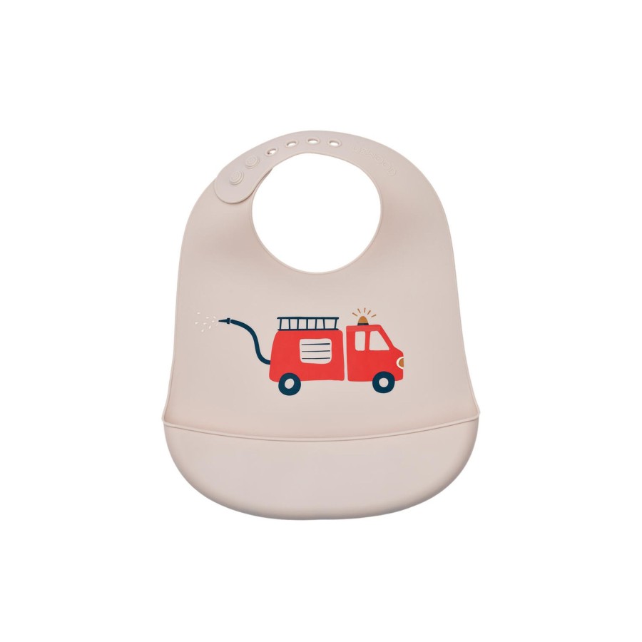 Born Liewood Spiseudstyr | Tilda Printed Bib 2-Pack, Emergency Vehicle/Sandy