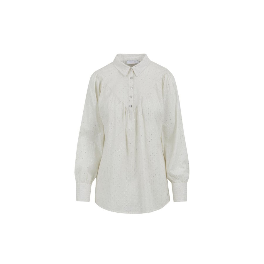 Dame Coster Copenhagen Skjorter & Bluser | Shirt With Metallic Effect, Cream