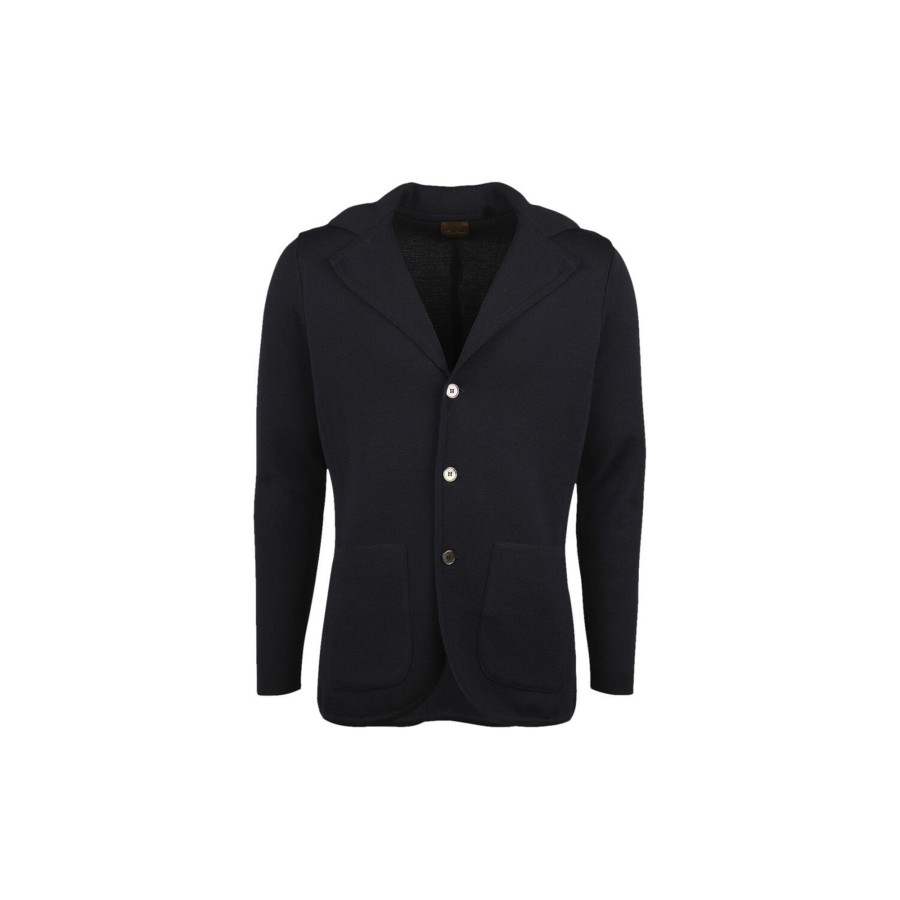 Herre Stenströms Blazere & Veste | Merino Wool Knitted Blazer, Navy