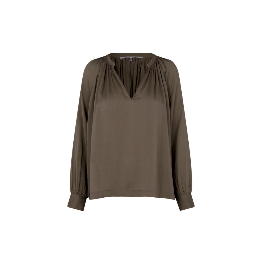 Dame Second Female Skjorter & Bluser | Drape Tunic Blouse, Major Brown