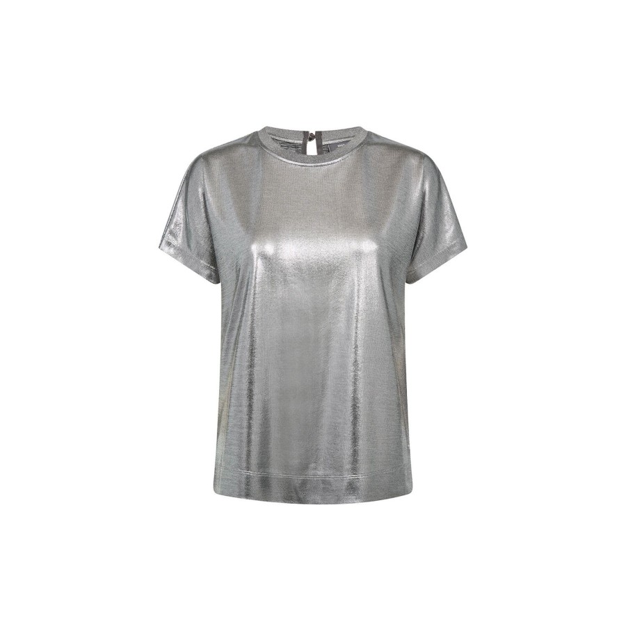 Dame MOS MOSH Toppe & T-Shirts | Mmnivola Foil Tee, Silver