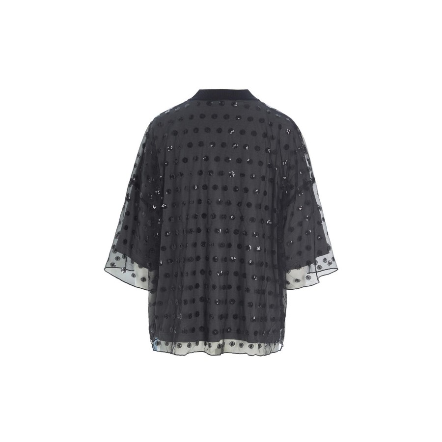 Dame BITTE KAI RAND Skjorter & Bluser | Embroidery Mesh Bluse, Black/Dark Shadow