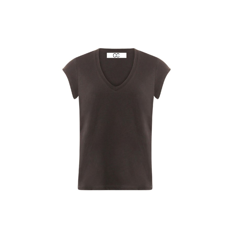 Dame Coster Copenhagen Toppe & T-Shirts | Cc Heart Basic V-Neck T-Shirt, Black