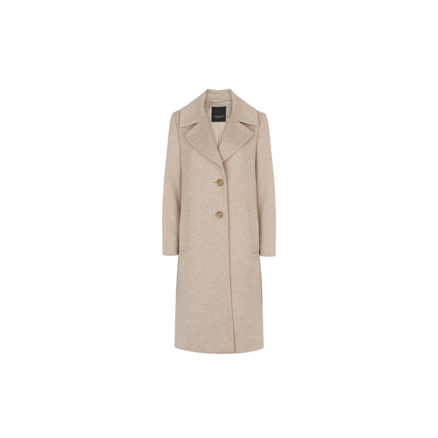 Dame SAND Copenhagen Overtoj | Cashmere Coat W Clareta Belt Midi, Champagne Beige